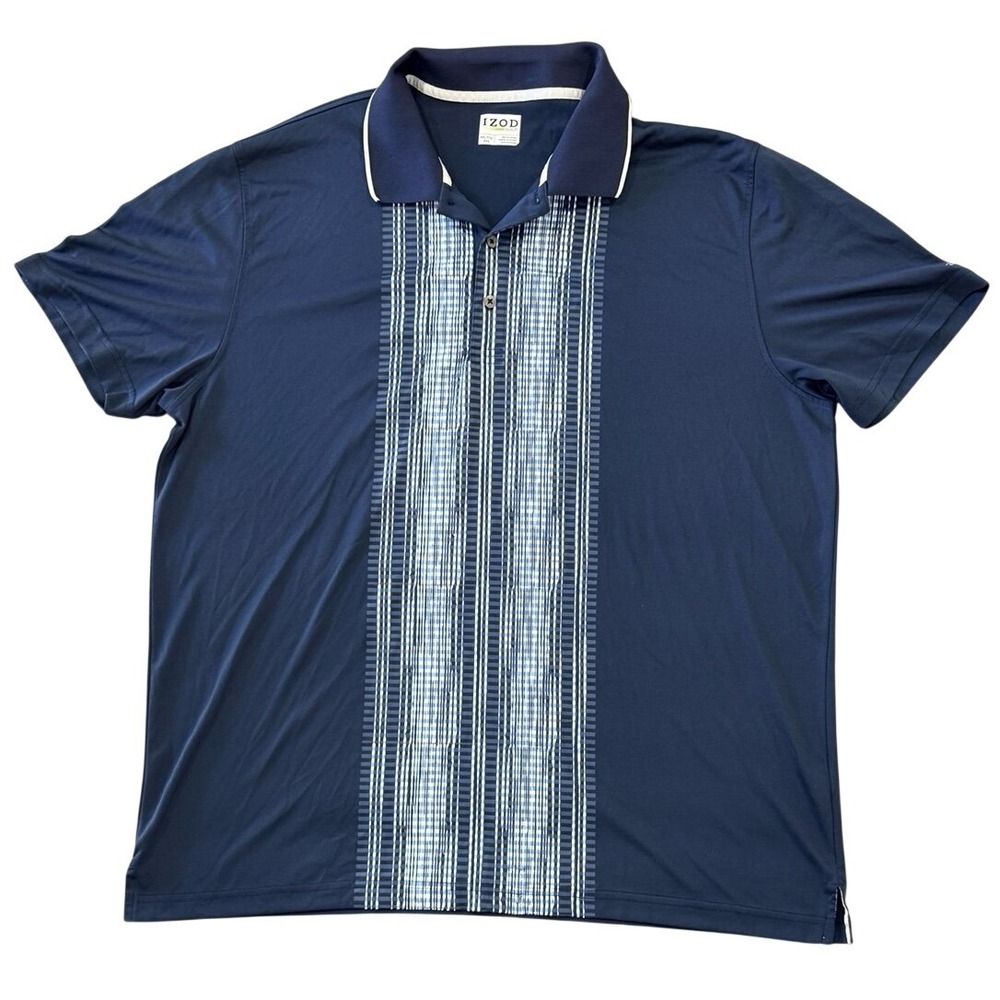 IZOD Golf Blue Striped Polo Shirt Men's XXL (Preloved)
